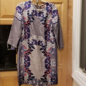 Vilagallo 100% Silk dress Grey Blue Pink NWT